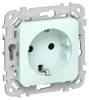 Розетка 1-местная с заземлением и шторками IEK Flite FI-R14-16-K94 холодный лед