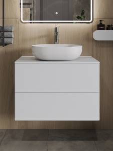 Тумба с раковиной Orange Отто Ot-75TuMDF+B05-480W белая глянцевая, 75 см
