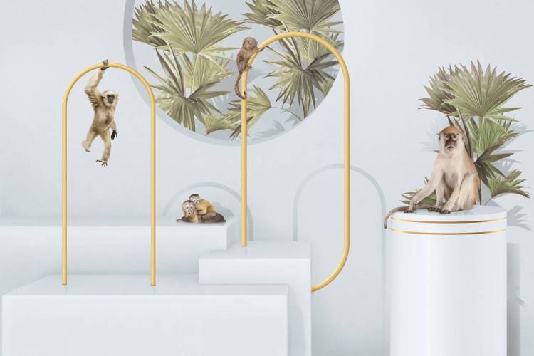 Бесшовные Eco обои Ortograf Гармония 34819 Monkeys in the dimension Кристалл OE-S