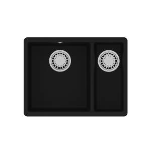 Кухонная мойка Lemark SINARA 550.2-U 9910079 подстольного монтажа с доп.чашей из кварцгранита антрацит