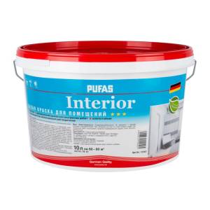 Краска влагостойкая интерьерная Pufas Interior база A морозостойкая 10 л