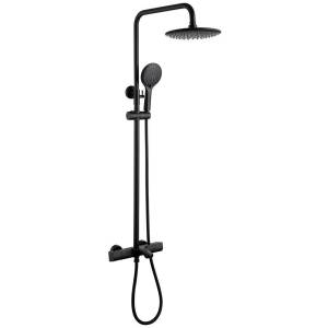 Душевая стойка Abber Thermostat AF8516B черная матовая, с термостатом, с изливом