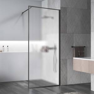 Душевая перегородка Vincea Walk-In VSW-1HP900FLGM профиль вороненая сталь, стекло рифленое, 90x200