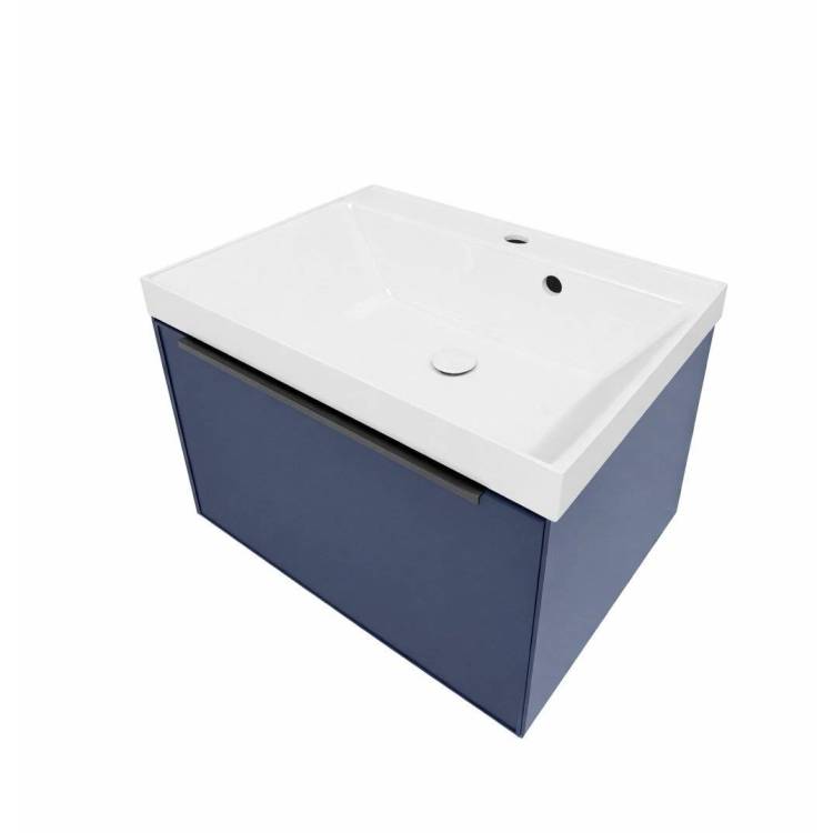 Тумба с раковиной La Fenice Simpla Blu Grigio NFNC-01-SIM-BG-60-3-60 синяя матовая, 60 см