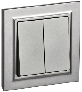 Выключатель 2-клавишный IEK Brite BR-V20-0-10-K46-F сталь