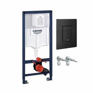 Система инсталляции для унитазов Grohe Solido 38811KF0 клавиша черная матовая, с креплениями
