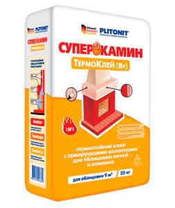 Клей для облицовки печей и каминов Plitonit Суперкамин Термоклей 25 кг
