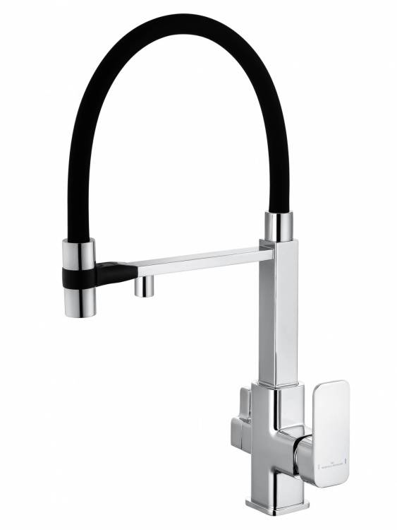 Смеситель для кухни Wonzon & Woghand WW-88458012-CR с гибким изливом и подключением фильтра, хром