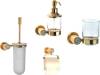 Набор Boheme Royal Cristal Ершик Gold + Стакан Gold + Держатель туалетной бумаги Cold с крышкой + Дозатор Gold