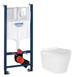Комплект Grohe GRH745001480 Инсталляция для унитаза Grohe Rapid SL + Унитаз подвесной beWash Aldo безободковый, с сиденьем микролифт, белый глянец