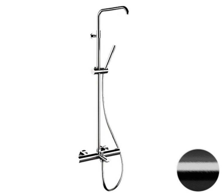 Душевая система Remer Elegance EQ34A7MMSSOFCFP черный брашированный хром, с изливом, с термостатом