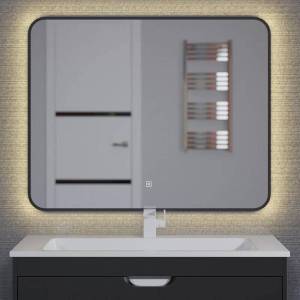 Зеркало Uperwood Modul 3049345676 с теплой подсветкой и подогревом, черное, 80 см
