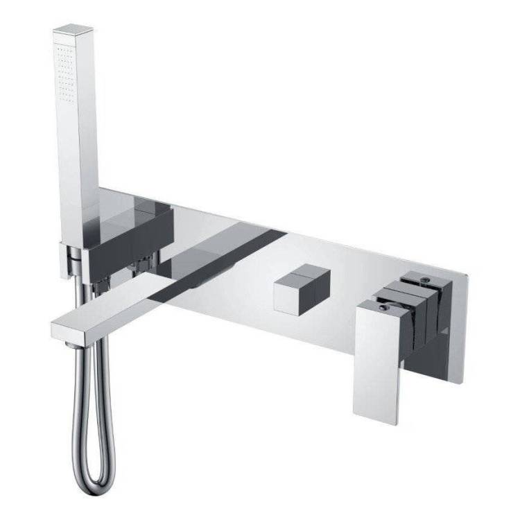 Смеситель для ванны Boheme Qubic 474-2-CR встраиваемый, хром