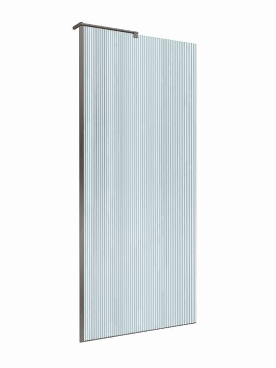 Душевая перегородка BelBagno UNO-L-1-TB-90-FL-GM профиль оружейная сталь, стекло рифленое, 90x200