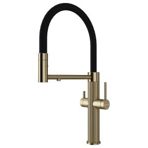 Смеситель для кухни Paulmark Nexus Diamond Nd613999-LG с гибким изливом, светлое золото