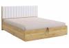 Кровать Woodville Адам 576848 дуб крафт золотой, белоснежная экокожа с ПМ 160x200