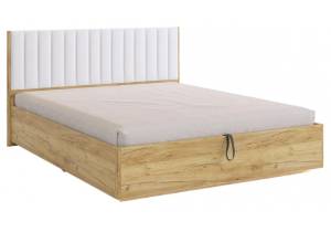 Кровать Woodville Адам 576848 дуб крафт золотой, белоснежная экокожа с ПМ 160x200