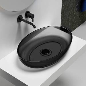 Раковина Abber Kristall AT2801Onyx прозрачная, 60 см, черная