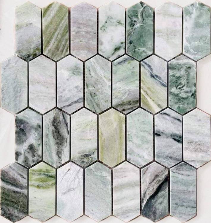 Мозаика LeeDo Pietrine Hexagonal Onice Verde Oliva Pol Long Hex 27.8x30.4