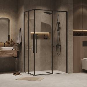 Душевой уголок Grossman Galaxy 300.K33.01.1190.21.00 профиль матовый черный, стекло прозрачное 90x110x195