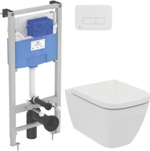Комплект Ideal Standard Чаша для унитаза T461401 + Крышка-сиденье T468301 + Система инсталляции R027767 + Кнопка смыва R0124AA хром