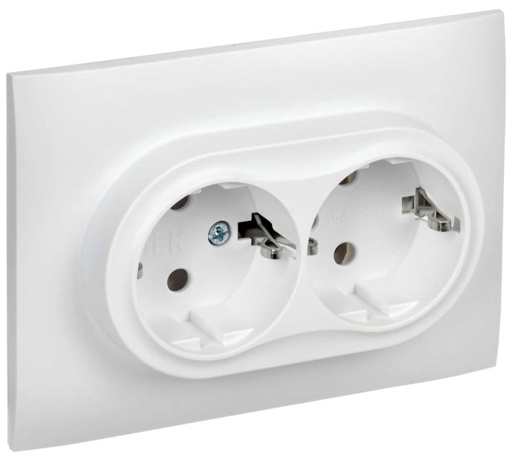 Розетка 2-местная с заземлением IEK Skandy SK-R21-16-K01-F арктический белый