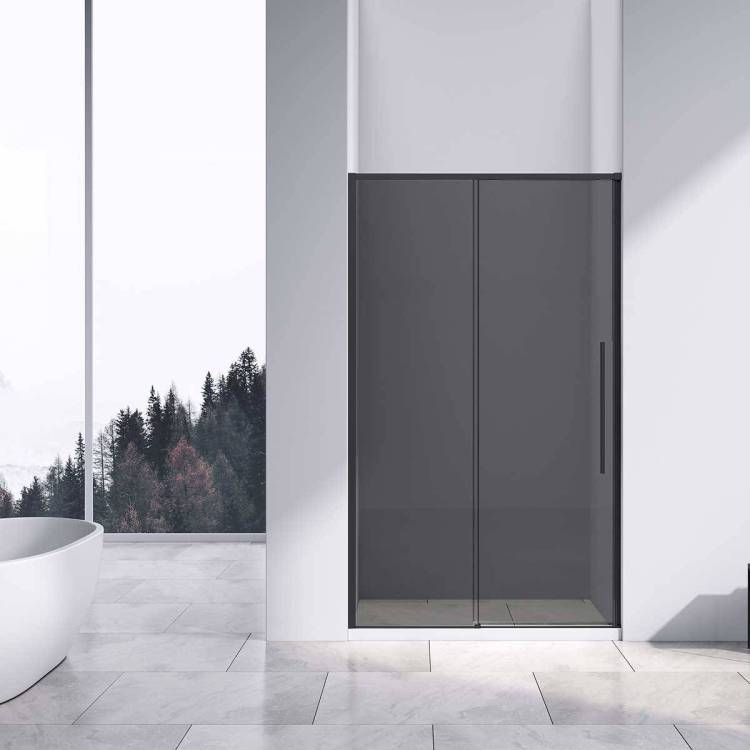 Душевая дверь в нишу Vincea Slim-N VDS-4SN130CGB профиль черный, стекло тонированное, 1300