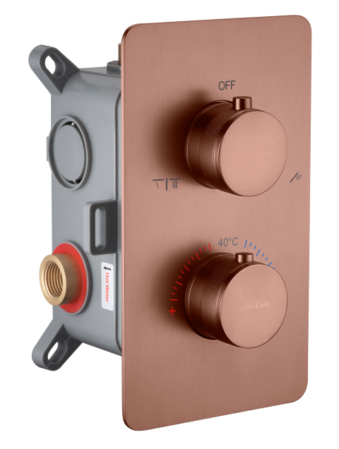 Смеситель для душа Boheme Cell 134-2-BRB с термостатом, 2-х проходной, Brushed Bronze