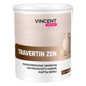 Штукатурка декоративная акриловая с эффектом натурального камня Vincent decor Travertin Zen 7 кг