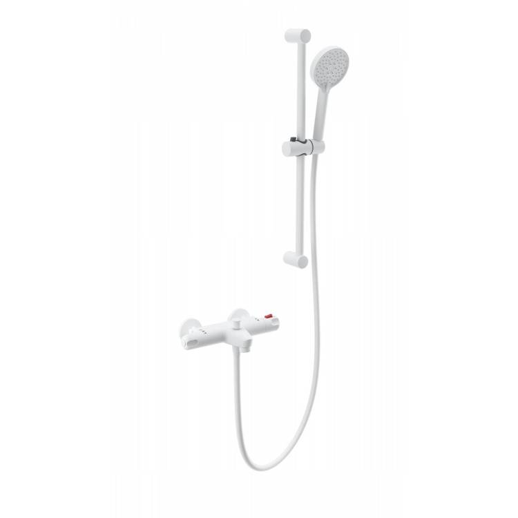 Смеситель для ванны Wonzon & Woghand WW-C2001-A-MW термостатический, с душевым гарнитуром, белый матовый