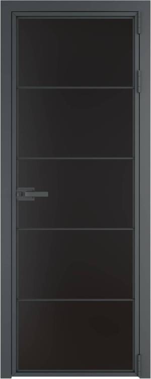 Межкомнатная дверь Profil Doors 5 AX цвет профиля Серая ночь, стекло безопасное 6 мм монохром черный 700x2000