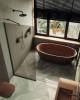 Душевая перегородка MaybahGlass MGD-697-6у 79x195, стекло бронза матовая 8 мм, профиль черный фото 3