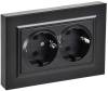 Розетка 2-местная с заземлением IEK Brite BR-R27-16-K02-F черный