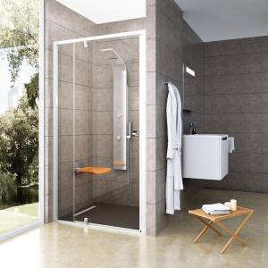 Душевая дверь в нишу Ravak Pivot PDOP2-100 Transparent, профиль белый + защитное средство