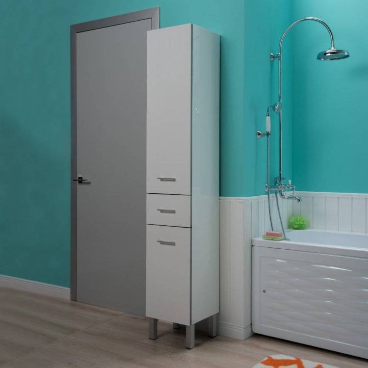 Шкаф-пенал Aquanet Верона 35 L, c бельевой корзиной, белый