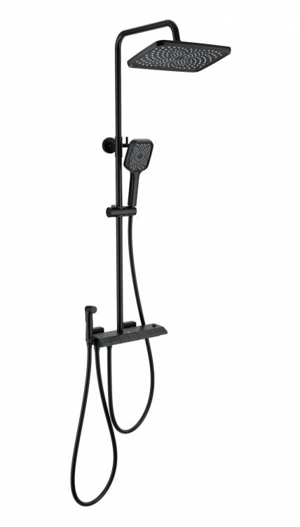 Душевая стойка Wonzon & Woghand WW-B4132-A-MB с термостатом, черный