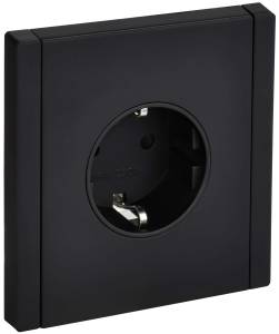 Розетка 1-местная с заземлением и шторками IEK Forte&Piano FP-R14-16-M-K02 черный