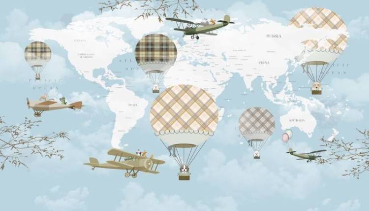 3D Фотообои Artegrafico «Шотландская карта для детей» KID-127 акварель