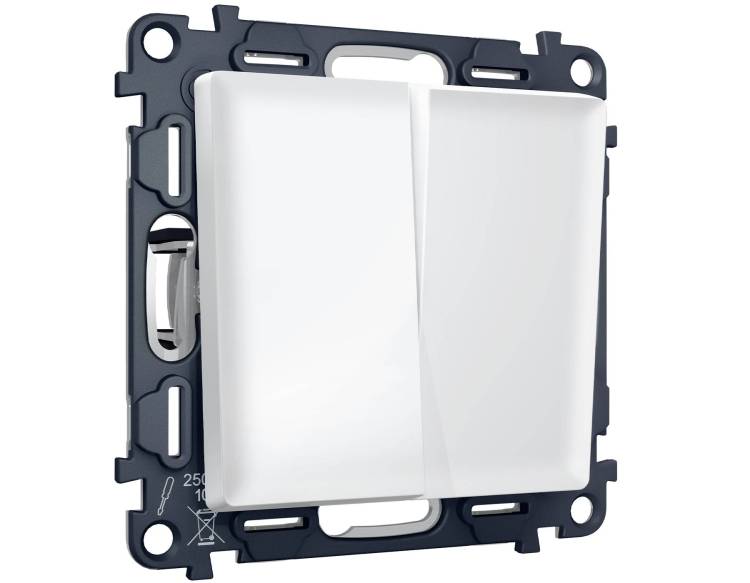 Комплект механизма 2-клавишного перекрестного выключателя Ambrella Volt MA MA123030 белый матовый