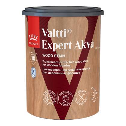 Высокоэффективная декоративно-защитная лазурь Tikkivala Valtti Expert Akva полуматовая бесцветная 0.9 л