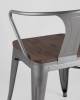 Набор из 4 стульев Stool Group Tolix Arm Wood YD-H440AR-W YG-15 X4 серебристый матовый, темное дерево фото 9