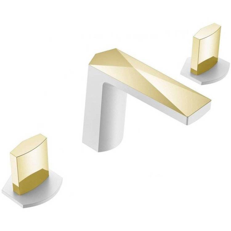 Смеситель для раковины Boheme Venturo 150-WG-ICE белый, золото