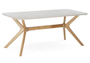 Стол Woodville Unika 15920 белый спеченный камень, светлое дерево 180x80x75.5