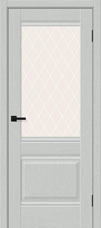 Межкомнатная дверь Bravo Прима-3 полотно Grey Silkwood, стекло White Сrystal 600x2000