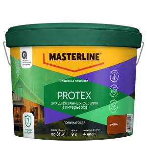 Пропитка защитная для деревянных фасадов и интерьеров Masterline Protex орегон 9 л