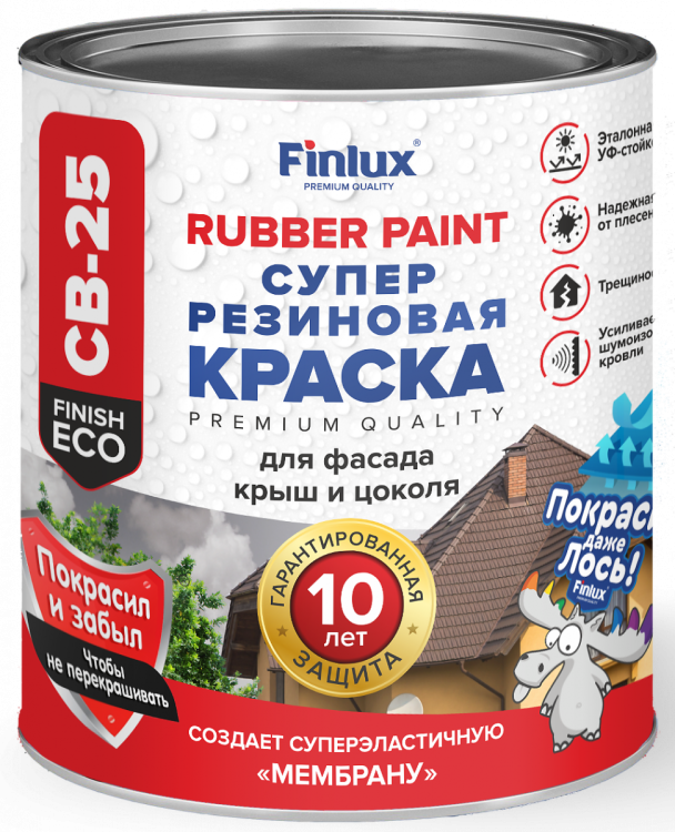 Резиновая краска Finlux Святозар-25 Finish ECO полуматовый белая 1 кг