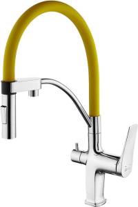 Смеситель для кухни Lemark Comfort LM3074C-Yellow хром/желтый с гибким изливом