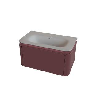 Тумба с раковиной Knotlor Цветение с подсветкой, бордо, 80 см