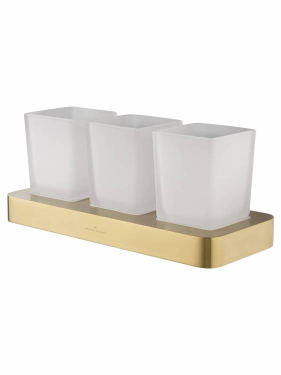 Три стакана Wonzon & Woghand WW-8338-BG с держателем, брашированное золото