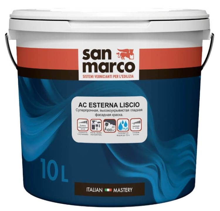 Фасадная краска San Marco AC Esterna Liscio база Bianco матовая 10 л